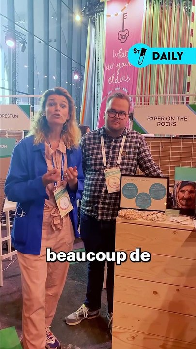 Du papier sans arbres ?   Découvre  Paper On The Rocks ! Et toi, tu vois d’autres matériaux avec lesquels on pourrait produire du papier ?