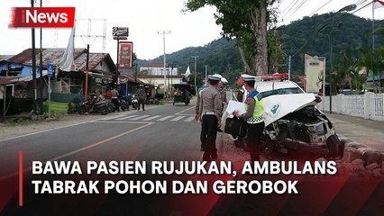 Sopir Ngantuk Ambulans Tabrak Pohon dan Gerobok di Bukittinggi, 2 Orang Tewas