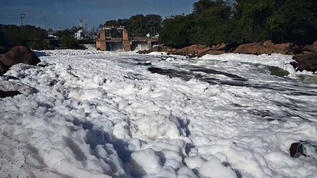 Brazilian river polluted with toxic foam