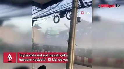 Tayland'da facia! Üst yol inşaatı çöktü: 2 ölü, 13 yaralı