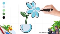 cara menggambar dan mewarnai bunga dengan mudah dan sederhana