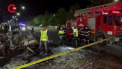 Niğde’de otomobil yayaya çarptıktan sonra yandı 3 ölü