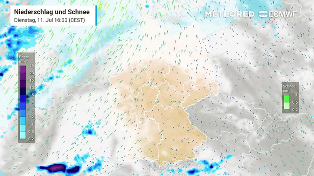 Nach der Extremhitze bis 39°C gibt es am Mittwoch einzelne Schauer!