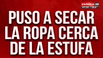 Puso a secar la ropa cerca de la estufa y desató voraz incendio: perdieron todo