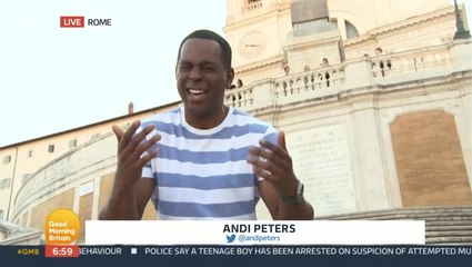 Ed Balls asks Andi Peters if he has had a spray tan during live Good Morning Britain segment