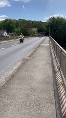British Cycling National U23 Men’s Road Race Series heads over the River Bridge in Glasbury