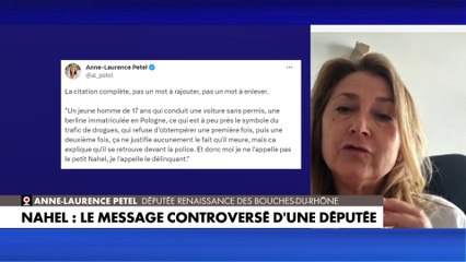 Anne-Laurence Petel : «Dans cette situation il y a un drame qui est arrivé mais il faut aussi dire aux jeunes qu’avant le drame ce qu’il s’est passé c’est un acte de délinquance»