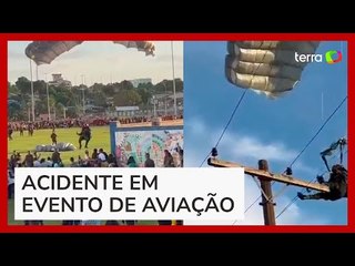 Paraquedista atinge mulher durante evento de aviação em Roraima