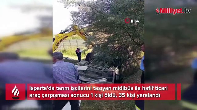 Isparta'da korkunç kaza! Midibüs ile hafif ticari araç çarpıştı: 1 ölü, 35 yaralı