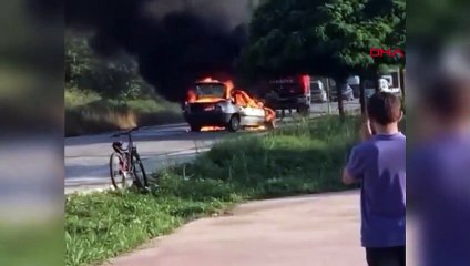 Une voiture a pris feu à Samsun