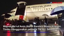Disambut Hujan, Wapres Ma'ruf Amin Tiba di Timika dengan Pesawat TNI AU