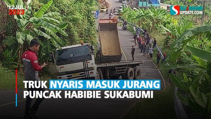 Truk Nyaris Masuk Jurang Puncak Habibie Sukabumi