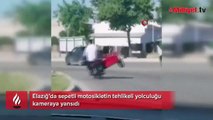 Elazığ’da sepetli motosikletin tehlikeli yolculuğu kameraya yansıdı