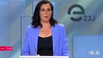 El candidato de Sumar por Sevilla da la espalda a la diputada de VOX, Rocío de Meer, en el debate de Canal Sur: «¿Por qué no me mira a la cara?»