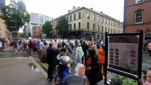 A band pauses and entertains onlookers during the 12th July 2023 in Belfast