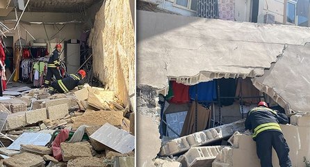 Gaziantep’te 2 katlı binanın duvarı çöktü! Yaralılar var