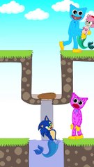 Inverted version Huggy Wuggy won't let Mermaid be hurt _ Funny Animation  #shorts #animation