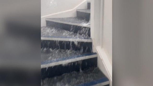 Major leak turns London flats into ‘scene from Titanic’ as water floods stairs in shocking footage