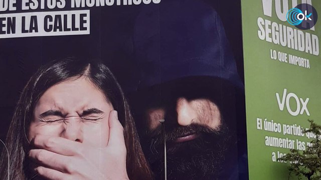 Vox cuelga una lona en Madrid para recordar los «monstruos» violadores que Sánchez ha puesto en la calle
