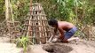 Clever Bushman Building Charcoal Maker Using Traditional Architecture Technique
