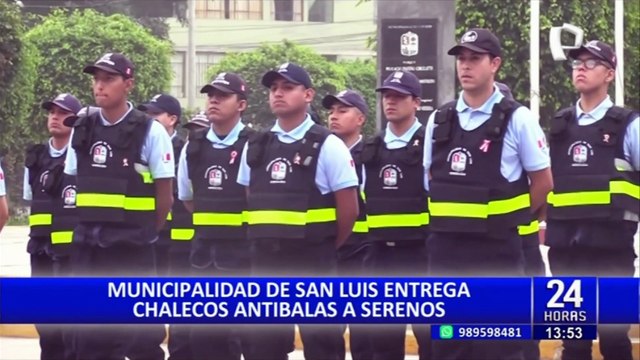 Serenos del distrito de San Luis reciben chalecos antibalas