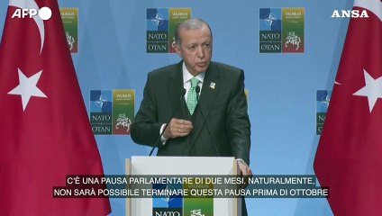 Erdogan: "Ratifica della Svezia nella Nato non prima di ottobre"