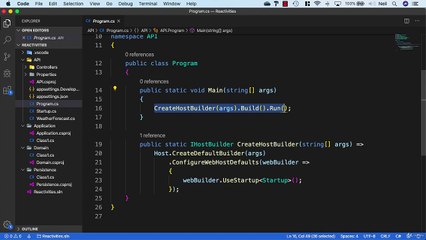 Net. Core and React Walking Skeleton Part 1 API (Legacy) - Reviewing the Project files
