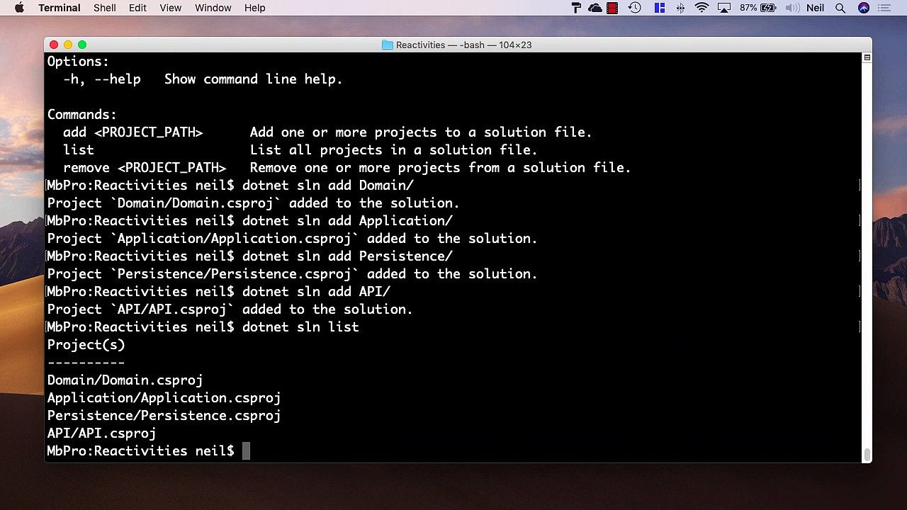 Net. Core and React Walking Skeleton Part 1 - Creating the project references using the DotNet CLI