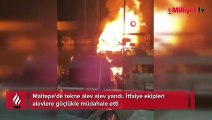 Vatandaşlar 'imdat' sesine koştular! Maltepe'de tekne alev alev yandı