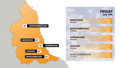 North East weather forecast 13 July