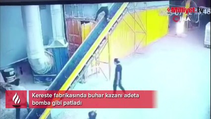 Kereste fabrikasında patlama! İşçilerin ölümden döndüğü anlar kaydedildi