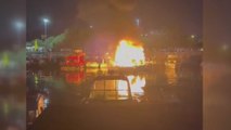 Maltepe'de tekne alev alev yandı