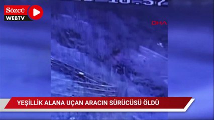 Otoyoldan yeşil alana uçan otomobilin sürücüsü öldü