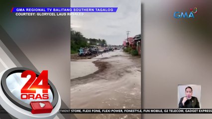 Ilang motorista sa Lemery, Batangas, stranded dahil sa baha | 24 Oras