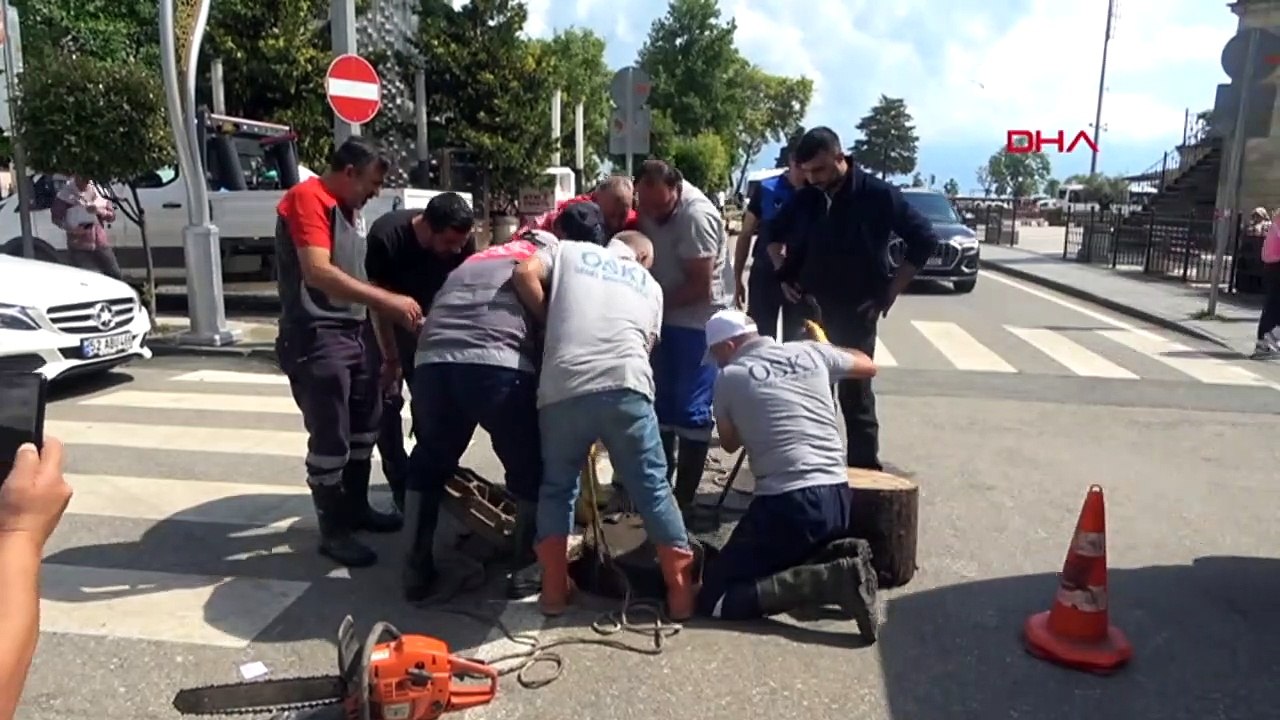 Blocage des égouts après de fortes pluies à Ordu