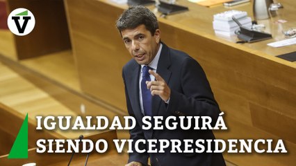 Mazón anuncia que Igualdad seguirá siendo una vicepresidencia en la Generalitat