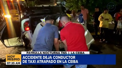 Accidente de tránsito deja hombre atrapado en vehículo