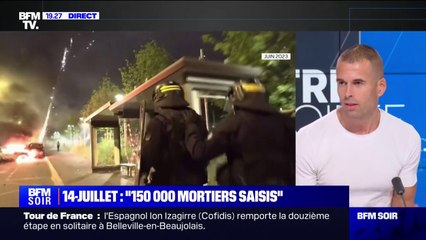 Pour Renaud Mazoyer (Alliance Police nationale), les mortiers d'artifice utilisés durant les émeutes "étaient un stock fait pour le 14-juillet"