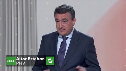 Aitor Esteban explica a la audiencia del debate electoral las dos "patatas calientes" que tiene el Estado y nadie veía venir cómo las tiene bautizadas