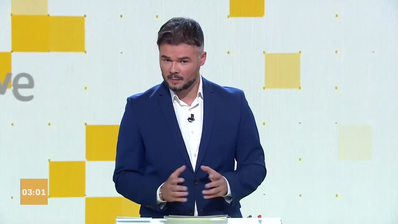Rufián interviene en el debate de RTVE para hablar de grandes fortunas y no se olvida de uno de los protagonistas en sus discursos: "Quizá la tenga"