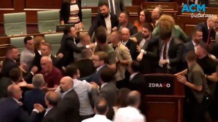 Brawl erupts after water thrown in Kosovo parliament