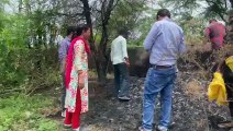 Instead of distribution, sanitary napkins were burnt in the forest