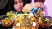 Spicy eating fish curry with rice eating fish head chana paneer masala dal eating fish asmr