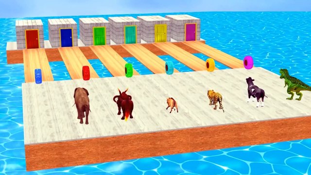 Cow Mammoth Elephant Tiger Gorilla Guess The Right Door ESCAPE ROOM CHALLENGE Animals Tire Game