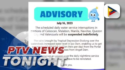 Maynilad temporatily suspends daily water service interuptions for some parts of Manila, QC, and Camanava