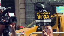 Actors join writers on picket line outside Warner Bros. in New York