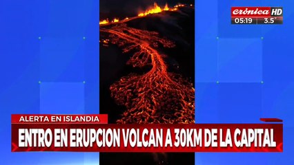 Islandia en alerta por erupción de volcán a pocos kilómetros de la capital