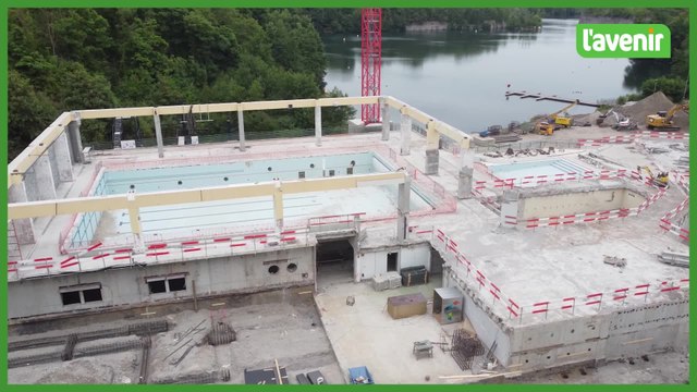 Chantier de la piscine de l'Orient vu par drone