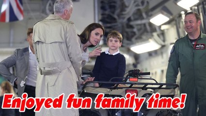 Prince Louis explores plane as Kate and Will take kids out for end of term treat