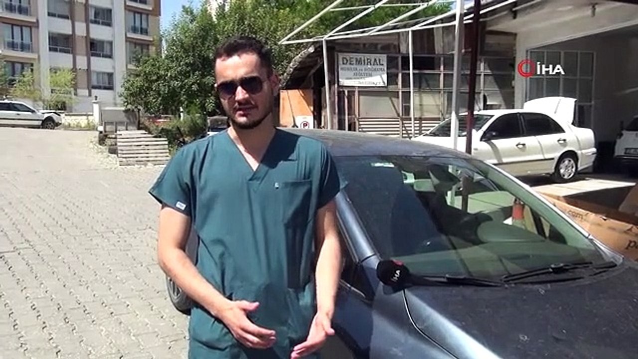 Veteriner hekimin aracını başıboş köpekler böyle parçaladı